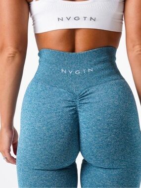 NVGTN Teal Heather Scrunch High-Waist Leggings